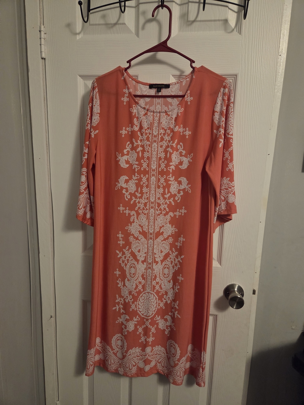 Coral Embroidered Shift Dress - Women